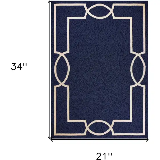 Blue and Ivory Handmade Indoor Outdoor Area Rug Photo 9