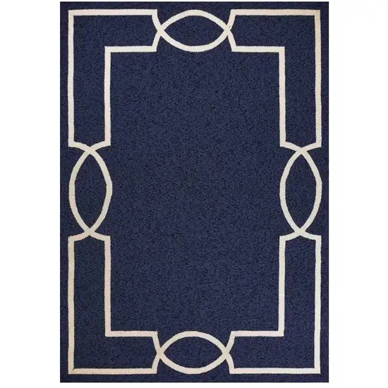 Blue and Ivory Handmade Indoor Outdoor Area Rug Photo 2