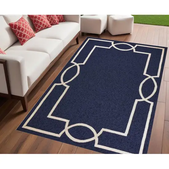 Blue and Ivory Handmade Indoor Outdoor Area Rug Photo 1