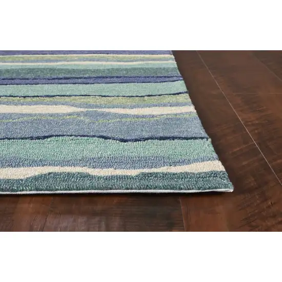 Ocean Blue Hand Woven UV Treated Ocean Waves Indoor Outdoor Area Rug Photo 5