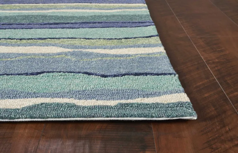 Ocean Blue Hand Woven UV Treated Ocean Waves Indoor Outdoor Area Rug Photo 5