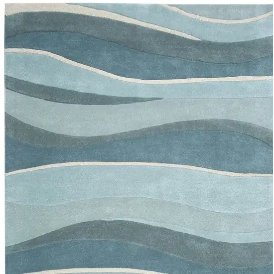 2'X4' Ocean Blue Teal Hand Tufted Abstract Waves Indoor Accent Rug Photo 3