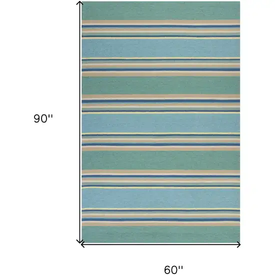 5' X 7' Ocean Stripes Uv Treated Indoor Outdoor Area Rug Photo 3