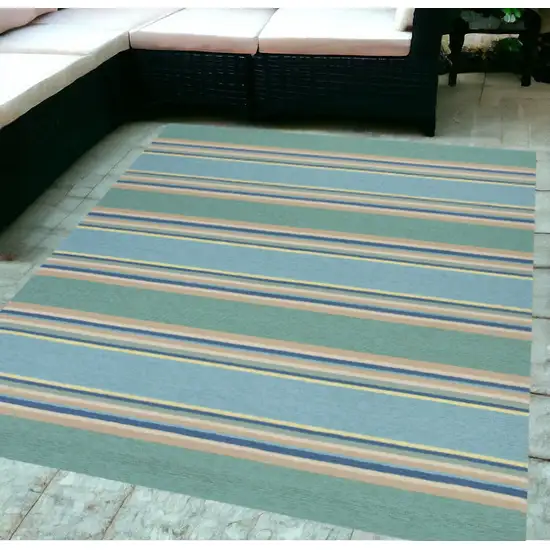 5' X 7' Ocean Stripes Uv Treated Indoor Outdoor Area Rug Photo 1