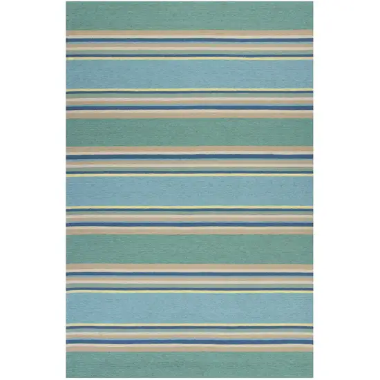 5' X 7' Ocean Stripes Uv Treated Indoor Outdoor Area Rug Photo 2