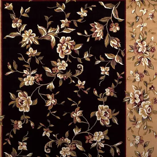 Black Or Beige Floral Bordered Indoor Area Rug Photo 5