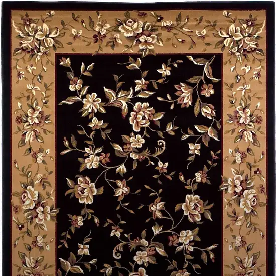 Black Or Beige Floral Bordered Indoor Area Rug Photo 6