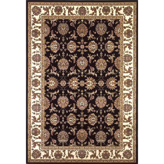 Octagon Black or Ivory Floral Vines Bordered Indoor Area Rug Photo 1