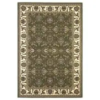 Photo of Octagon Green or Ivory Floral Vines Bordered Indoor Area Rug
