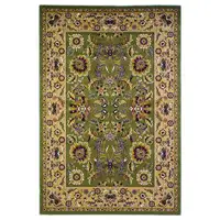 Photo of Octagon Green or Taupe Floral Bordered Indoor Area Rug