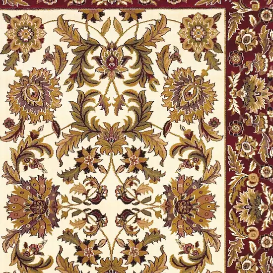 Ivory Or Red Floral Bordered Indoor Area Rug Photo 7