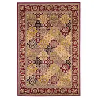 Photo of Octagon Red Floral Panel Bordered Indoor Area Rug