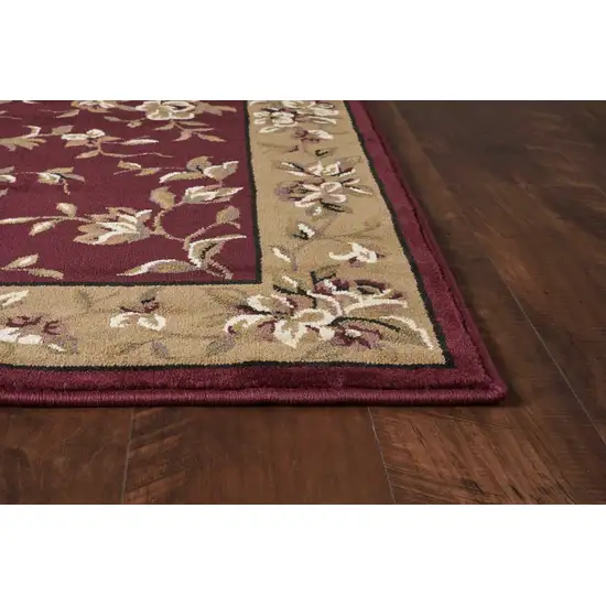 Octagon Red or Beige Floral Bordered Indoor Area Rug Photo 5