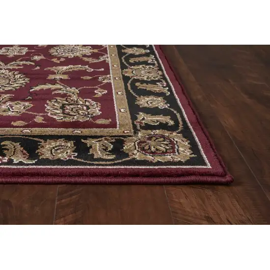 Octagon Red or Black Floral Vines Bordered Indoor Area Rug Photo 5