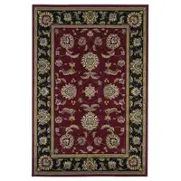 Photo of Octagon Red or Black Floral Vines Bordered Indoor Area Rug