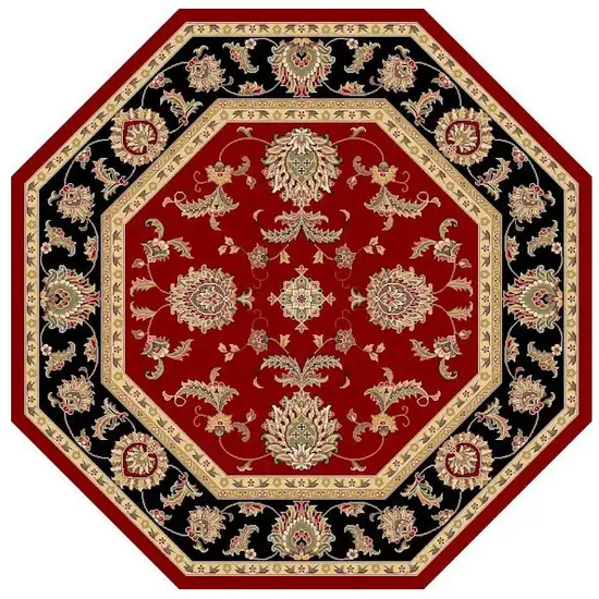 Red Or Black Floral Vines Bordered Indoor Area Rug Photo 2