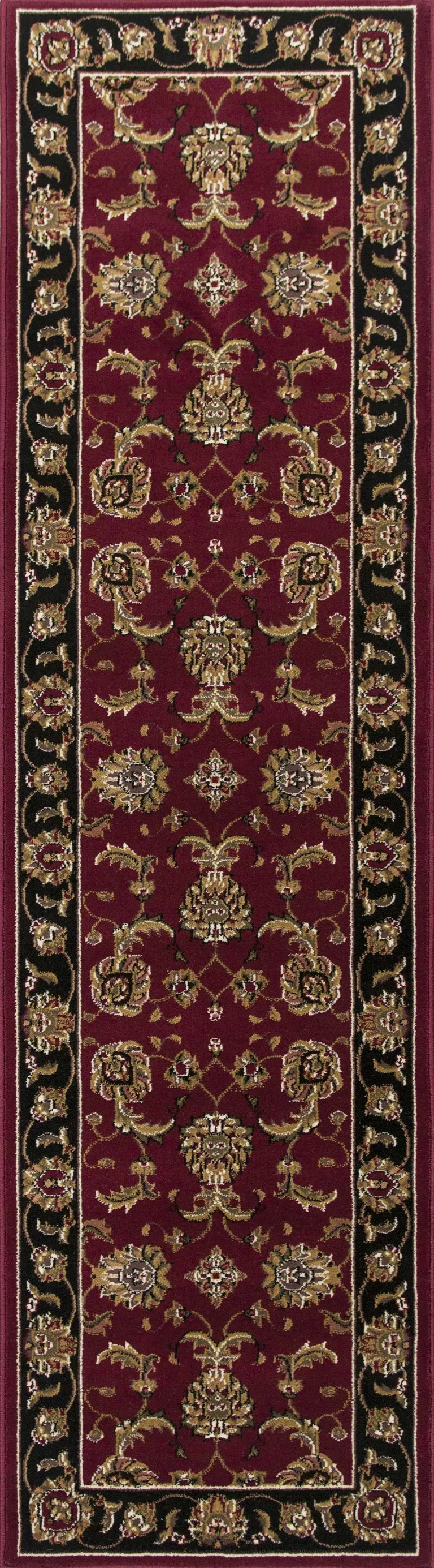 Octagon Red or Black Floral Vines Bordered Indoor Area Rug Photo 4