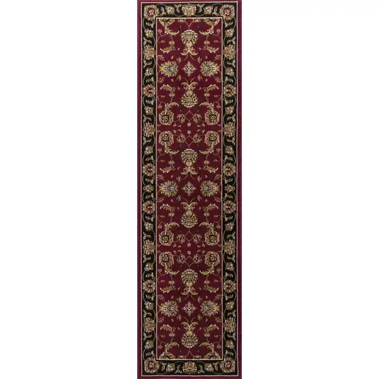 Octagon Red or Black Floral Vines Bordered Indoor Area Rug Photo 4