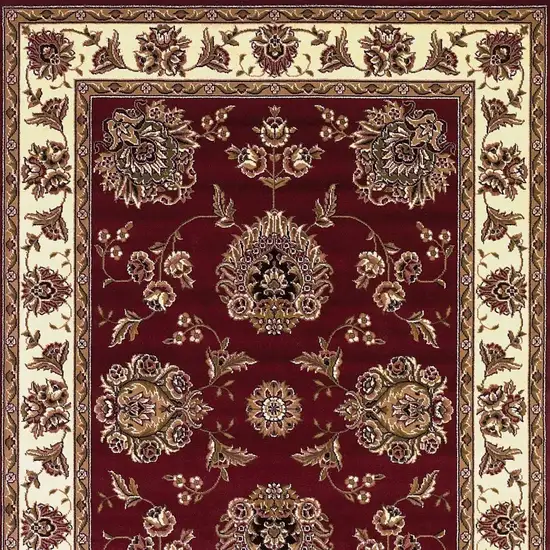 Red Or Ivory Floral Bordered Indoor Area Rug Photo 6