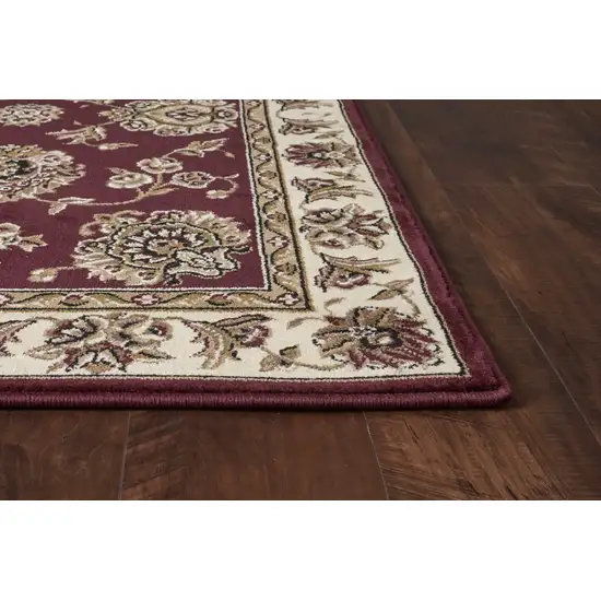 Octagon Red or Ivory Floral Bordered Indoor Area Rug Photo 5