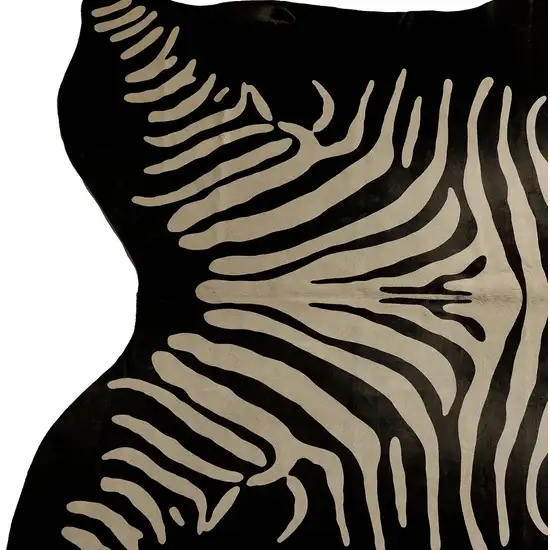 Off White And Black Zebra Cowhide Handmade Area Rug Photo 5