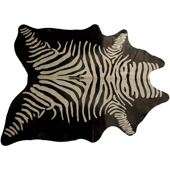 Off White And Black Zebra Cowhide Handmade Area Rug Photo 2