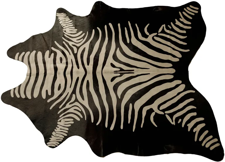 Off White And Black Zebra Cowhide Handmade Area Rug Photo 4