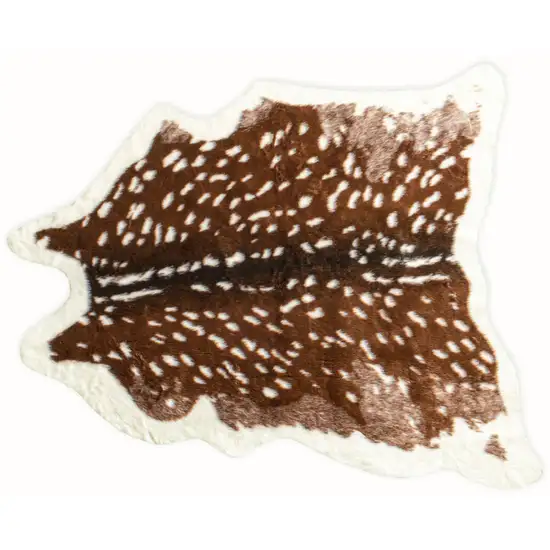 Off White And Brown Faux Cowhide Tufted Washable Non Skid Area Rug Photo 1