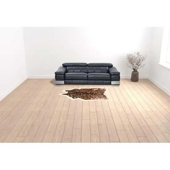 Off White And Brown Faux Cowhide Tufted Washable Non Skid Area Rug Photo 2