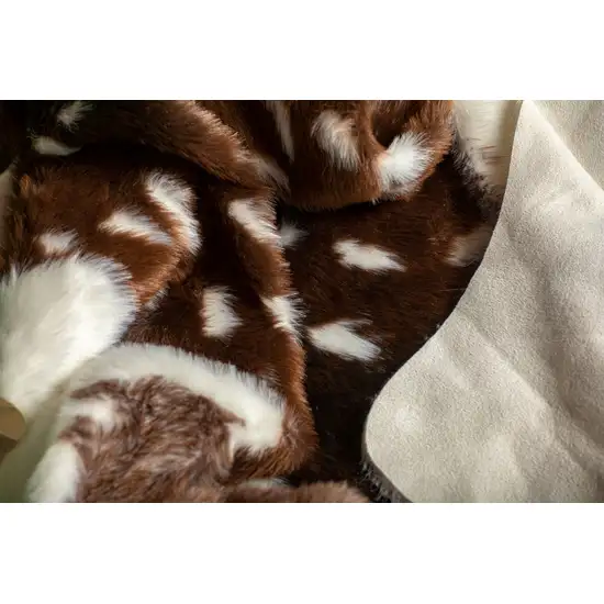 Off White And Brown Faux Cowhide Tufted Washable Non Skid Area Rug Photo 3