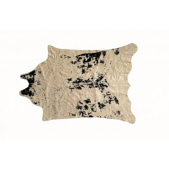 Off White Black and Gold Faux Cowhide Washable Area Rug Photo 1