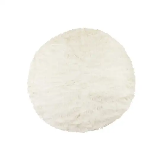 Off White Circular Faux Fur Area Rug Photo 1