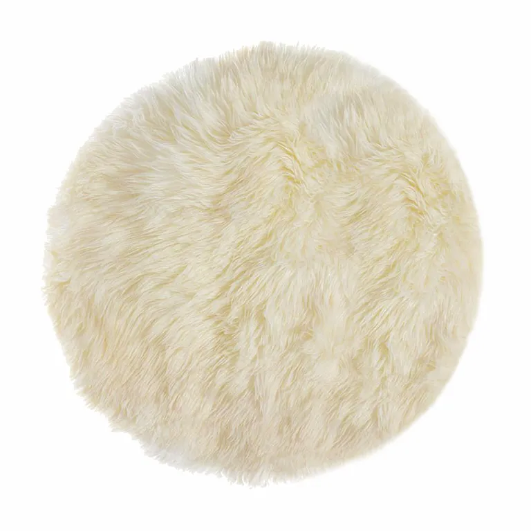 Off White Ciruclar Sheepskin  Rug Photo 1