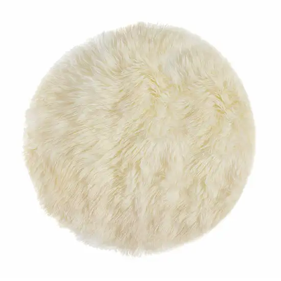 Off White Ciruclar Sheepskin  Rug Photo 1