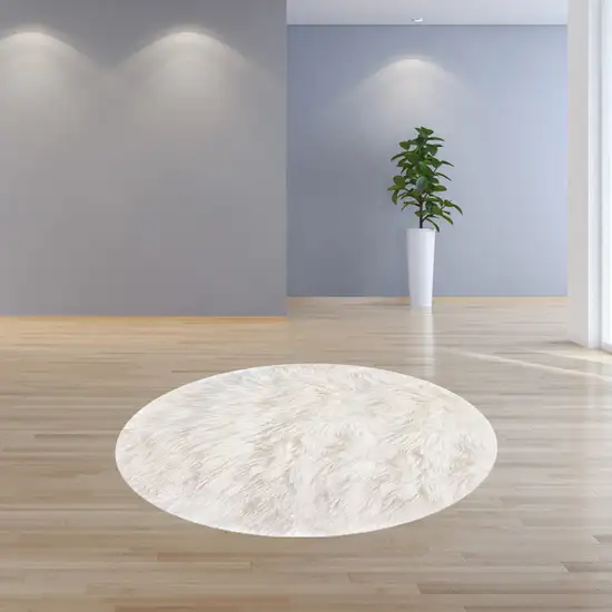 Off White Ciruclar Sheepskin  Rug Photo 4