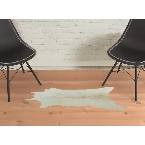 Off White Cowhide Hand Knotted Area Rug Photo 2