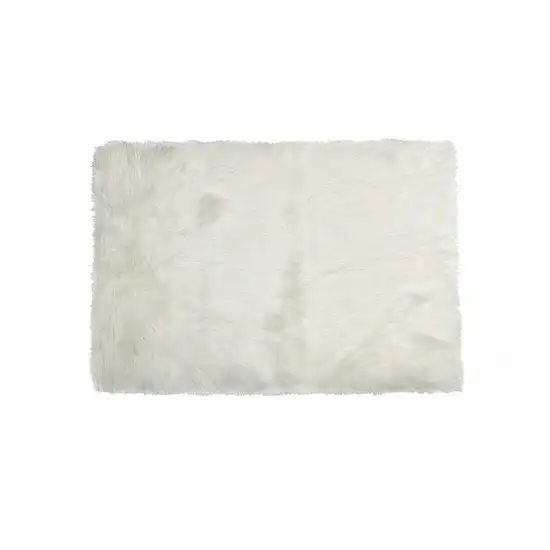 Off White Faux Fur Rectangular Area Rug Photo 1