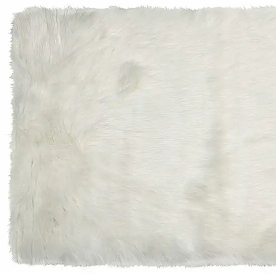 Off White Faux Fur Rectangular Area Rug Photo 5