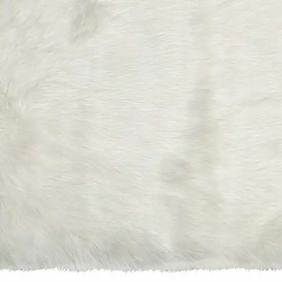 Off White Faux Fur Rectangular Area Rug Photo 4