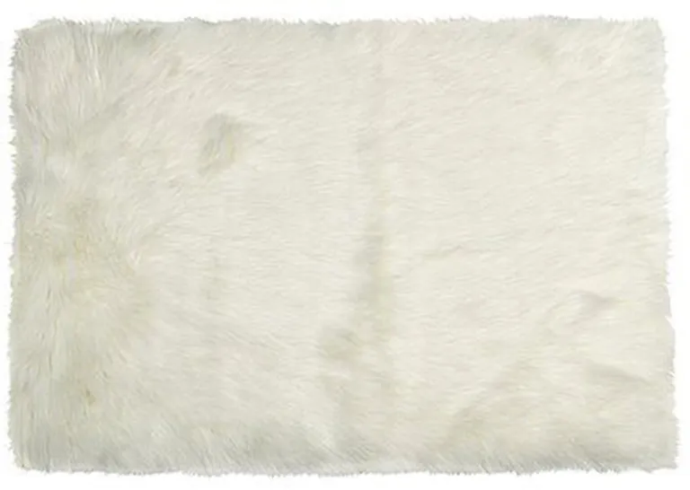 Off White Faux Rectangular - Area Rug Photo 1