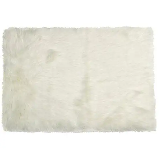 Off White Faux Rectangular - Area Rug Photo 1