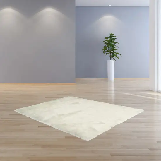 Off White Faux Rectangular - Area Rug Photo 4