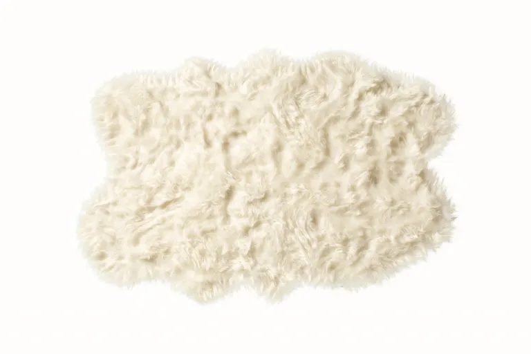 Off White Faux Sheepskin Area Rug Photo 3