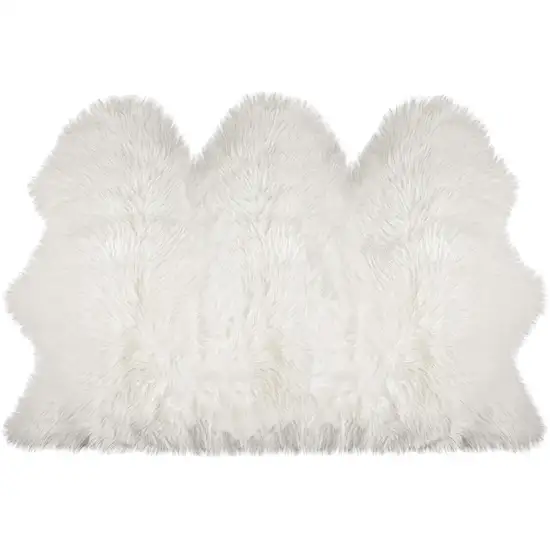 Off White Faux Sheepskin Printed Area Rug Photo 1