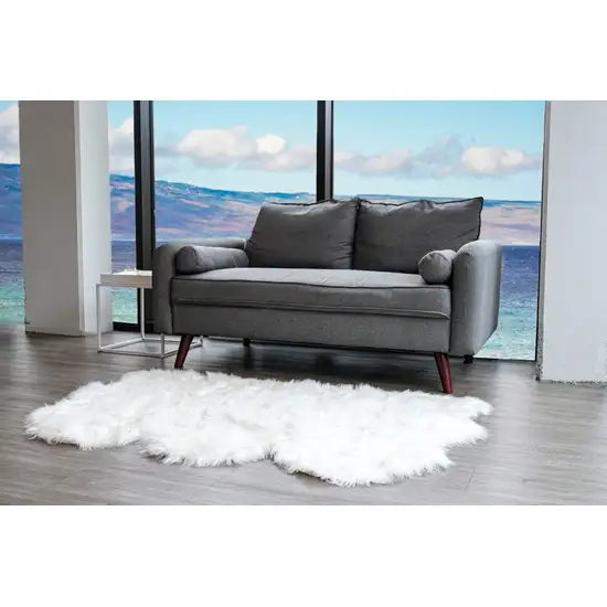 Off White Faux Sheepskin Printed Area Rug Photo 5