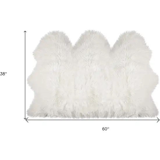 Off White Faux Sheepskin Printed Area Rug Photo 6