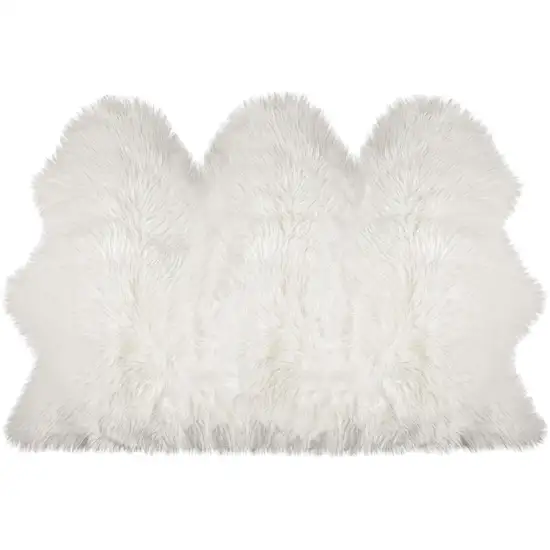 Off White Faux Sheepskin Printed Area Rug Photo 4