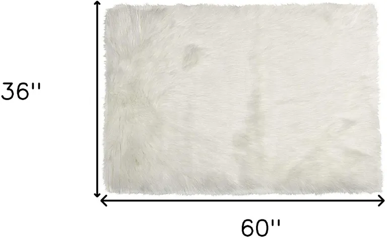 Off White Rectangular Faux Fur - Area Rug Photo 5