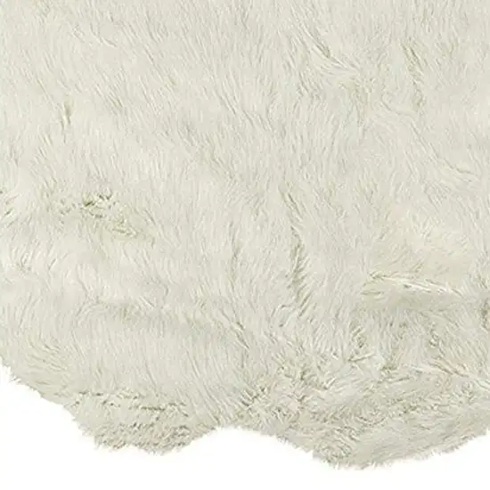 Off White Faux Sheepskin Machine Tufted Non Skid Area Rug Photo 5