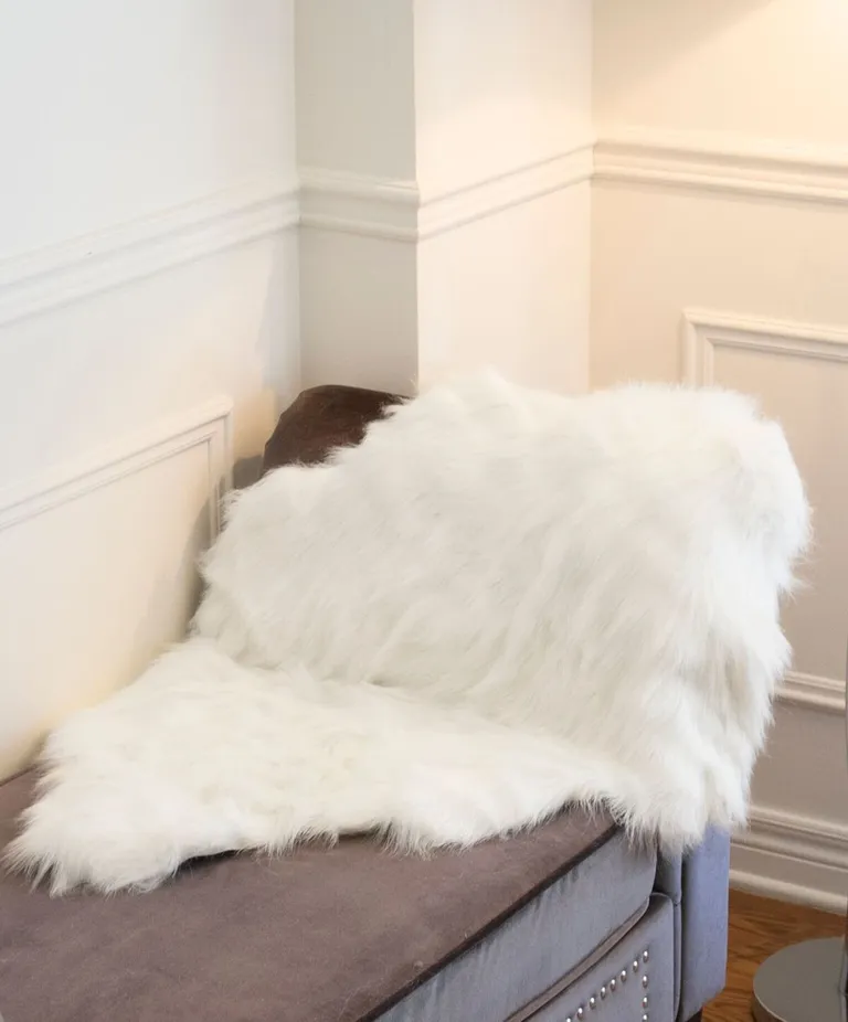 Off White Sheepskin Faux Fur Single - Area Rug Photo 3